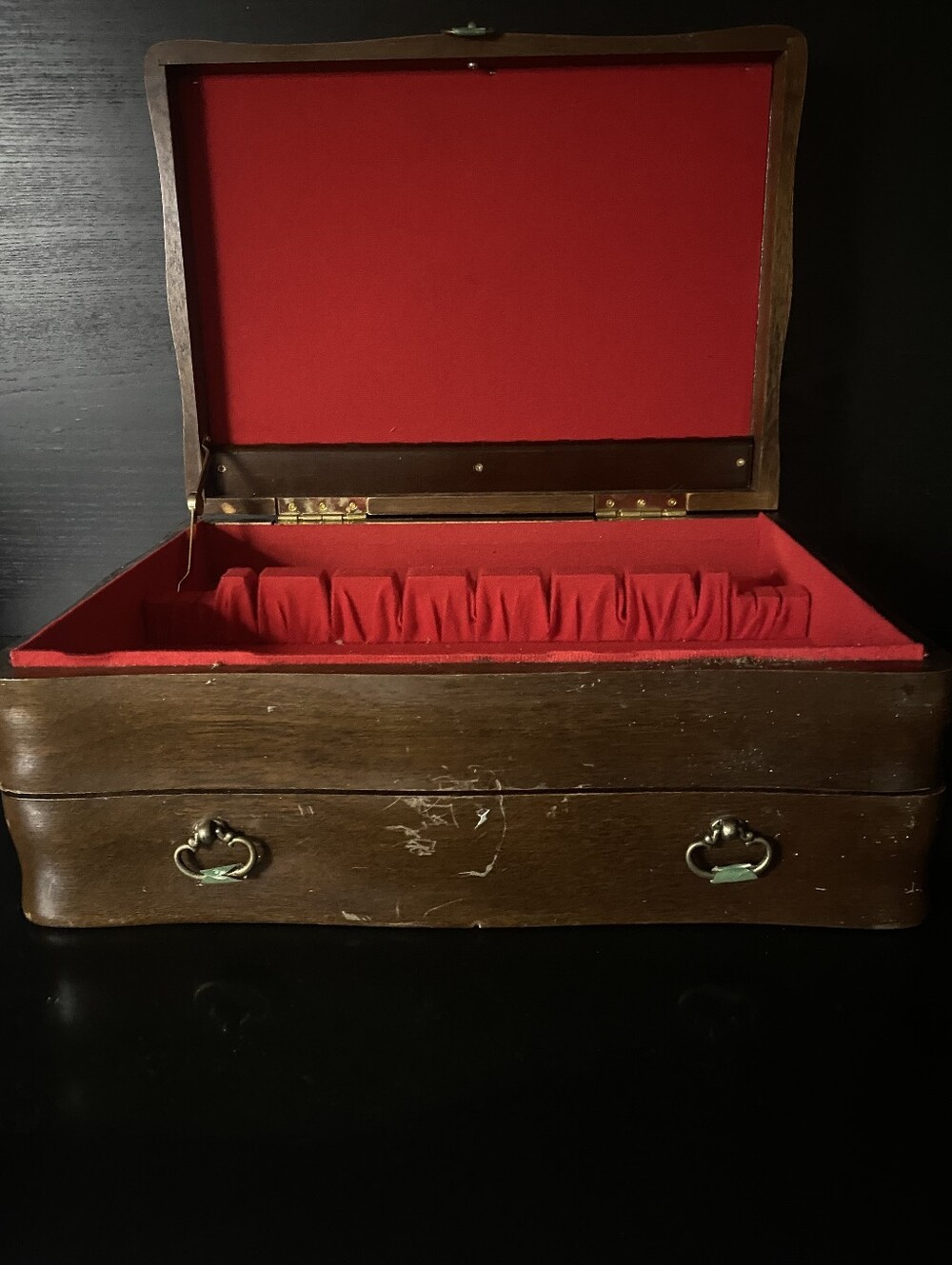Vintage Wooden Silverware Flatware Storage Chest